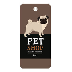 Poster Pet Shop Design label Pug Geometric style