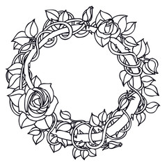 Round frame of the roses Isolated object