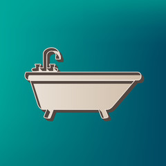 Bathtub sign illustration. Vector. Icon printed at 3d on sea color background.