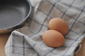 Eggs and a frying pan