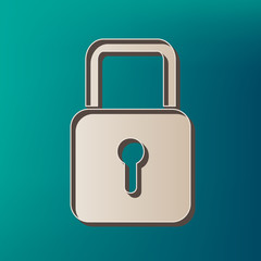 Lock sign illustration. Vector. Icon printed at 3d on sea color background.