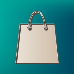 Shopping bag illustration. Vector. Icon printed at 3d on sea color background.