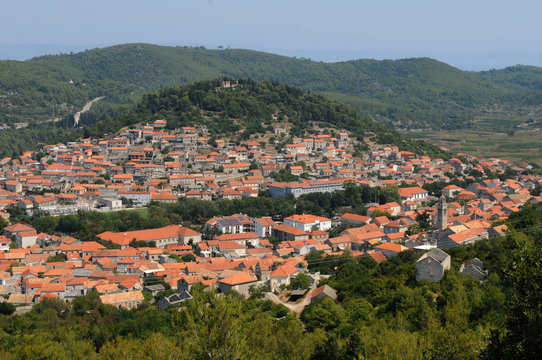 Small Croatian town. Panorama of town Blato on island of Korcula, Croatia