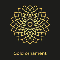 The golden colored ornament mandala
