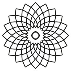 Obraz premium Symmetric circular tribal ethnic ornament on a white background.