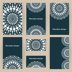 Vector set business forms with mandalas. Cards templates