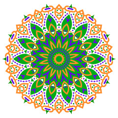 Fototapeta na wymiar Color mandala vector ethnic pattern, round symmetrical