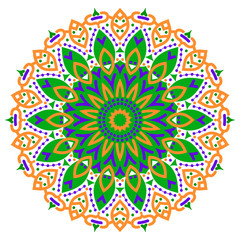 Color mandala vector ethnic pattern, round symmetrical