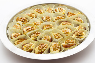 Dates with mascarpone cheese and walnuts