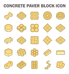 Concrete paver block floor vector icon set.