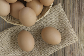 Egg on wooden table ,Chicken Egg