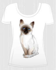 t-shirt design  with thai kitten. Design for women's t-shirt