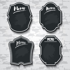illustration of vector design elements menu drawn by white chalk on black chalkboard background