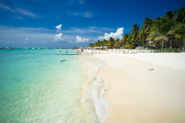 A tropical beach on Isla Mujeres an island off the coast of Cancun, Mexico