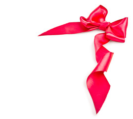 red satin ribbon with copy space