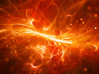 Obraz premium Ogniste świecące pole plazmowe wysokiej energii w przestrzeni z cząstkami