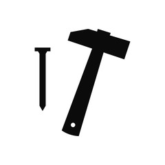 Hammer and nail icon vector