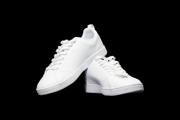 Full White Sneakers isolated on Black Background