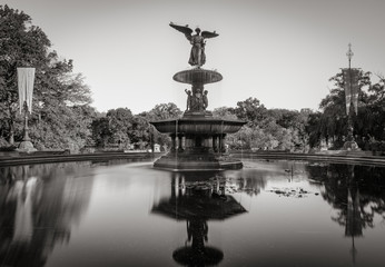 Bethesda Fountain in Central Park. Black & White. Manhattan, New York City