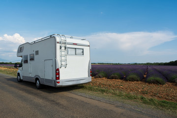  Modern camper van on the road in Provence , France

