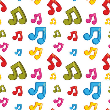 Seamless background design with colorful music notes