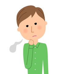 若い男性　ため息