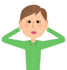 若い男性　慌てる