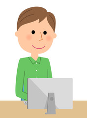 若い男性　PC