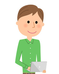 若い男性　ノートPC