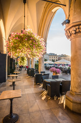Krakow, Poland, summer Cloth Hall arcades on main market square