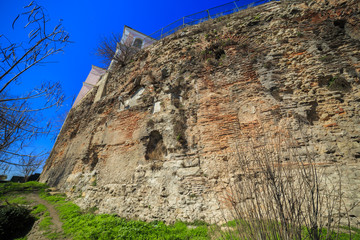 Ruins of Istanbul Hippodrome from cloudy blue sky