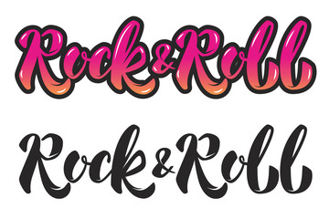 rock and roll. hand lettering phrase. Design element for poster, greeting card. Vector illustration.