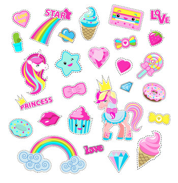 Girls Fairy Stickers With Fairy Cartoons Vectors