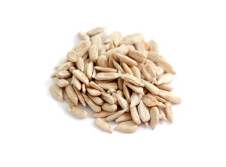 Natural sunflower seeds , white background