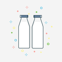 Milk bottle color thin line icon.Vector illustration