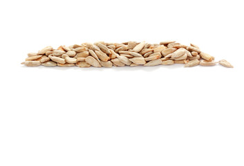 Natural sunflower seeds , white background