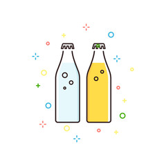 Soda water color thin line icon.Vector illustration