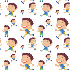 Seamless background with boys runnign