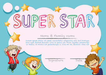 Fototapeta premium Super star award template with kids in background