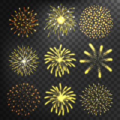 Firework different shapes colorful festive vector.