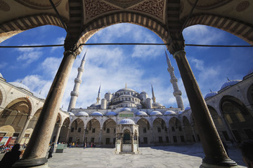 Fototapeta premium Istanbul, Turkey - March 04, 2017: View of Sultanahmet Mosque, built by Sinan the architect
