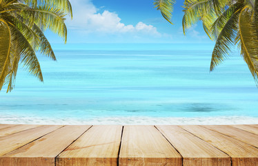 Beautiful beach. View of nice tropical beach with palms. COPY SPACE WITH TRAVEL concept. Tropical beach.