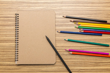 School supplies on wooden background