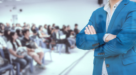 Business concept : asia people listen in business seminar presentation