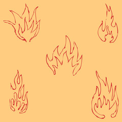 Flame tongues. Sketch by hand. Pencil drawing by hand. Vector image. The image is thin lines. Vintage