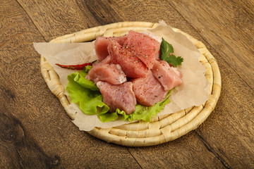 Raw pork pieces
