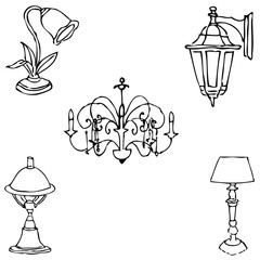 Lighting. Sketch by hand. Pencil drawing by hand. Vector image. The image is thin lines