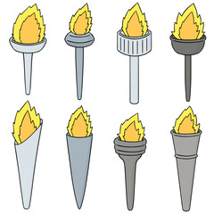 vector set of fire torch
