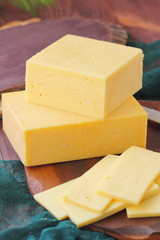 Piece of cheese on the table
