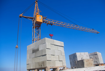 Pallets of breeze blocks for construction